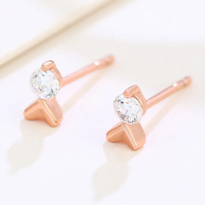 1 Pair Xuping Simple Style Heart Shape Plating Inlay Alloy Artificial Gemstones 18k Gold Plated Ear Studs