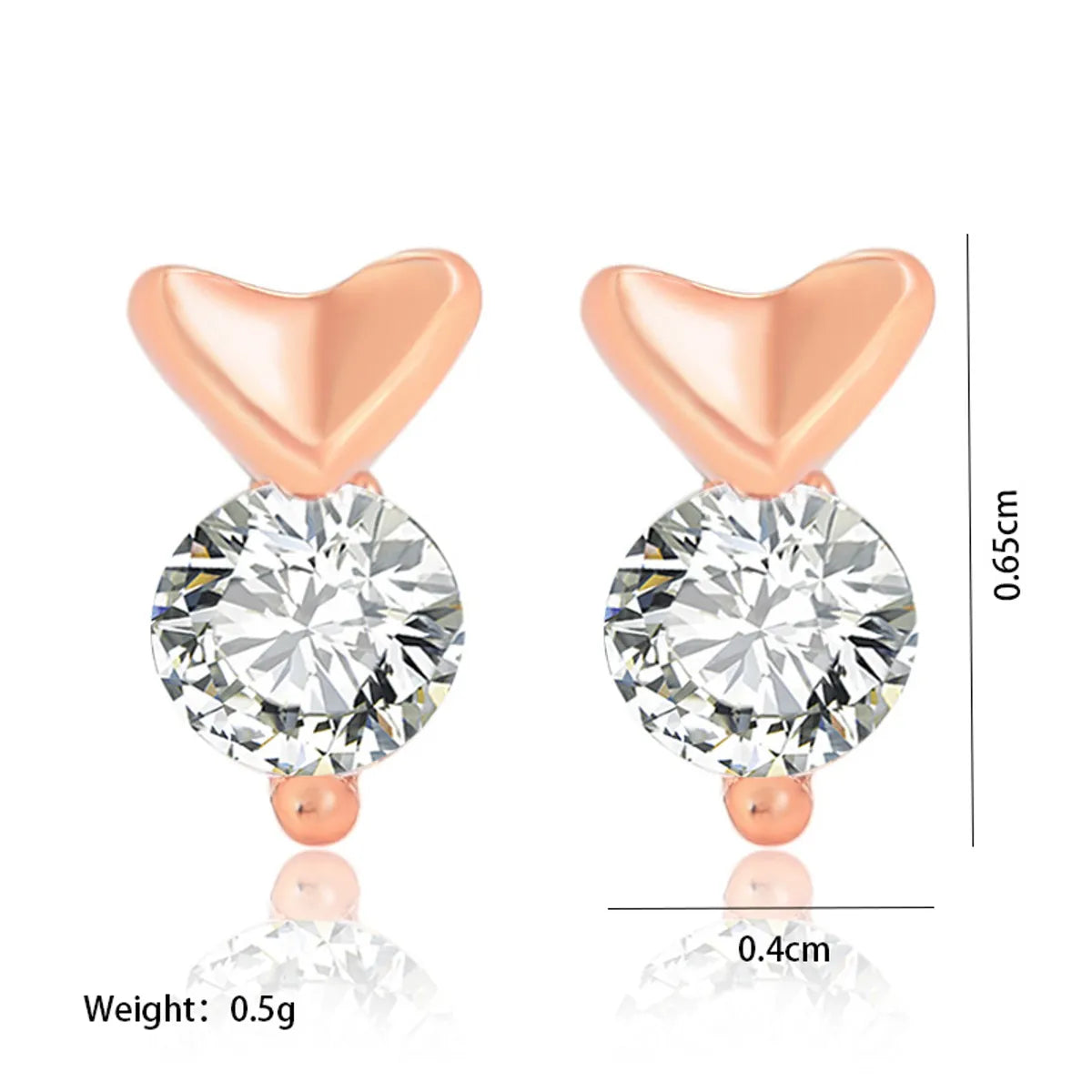 1 Pair Xuping Simple Style Heart Shape Plating Inlay Alloy Artificial Gemstones 18k Gold Plated Ear Studs