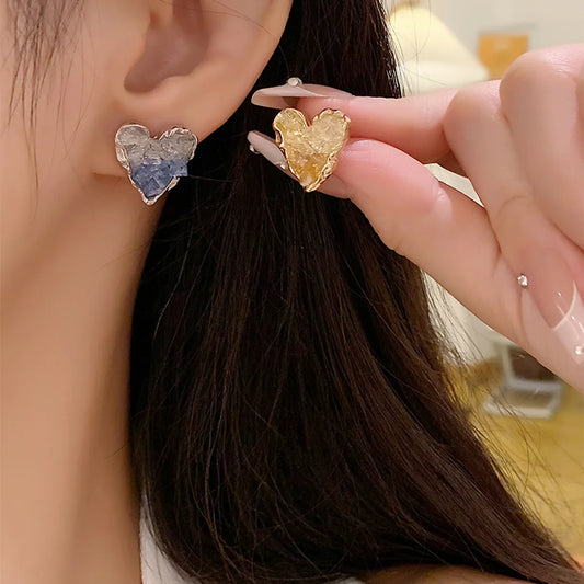 1 Pair Simple Style Heart Shape Plating Inlay Alloy Artificial Rhinestones White Gold Plated Gold Plated Ear Studs