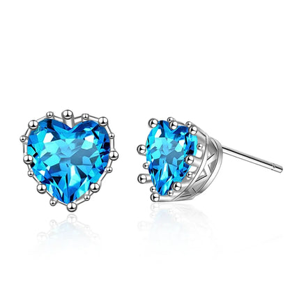 1 Pair Simple Style Heart Shape Plating Inlay Copper Zircon Ear Studs