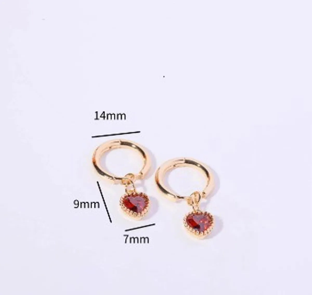 1 Pair Simple Style Heart Shape Plating Inlay Copper Zircon Ear Studs