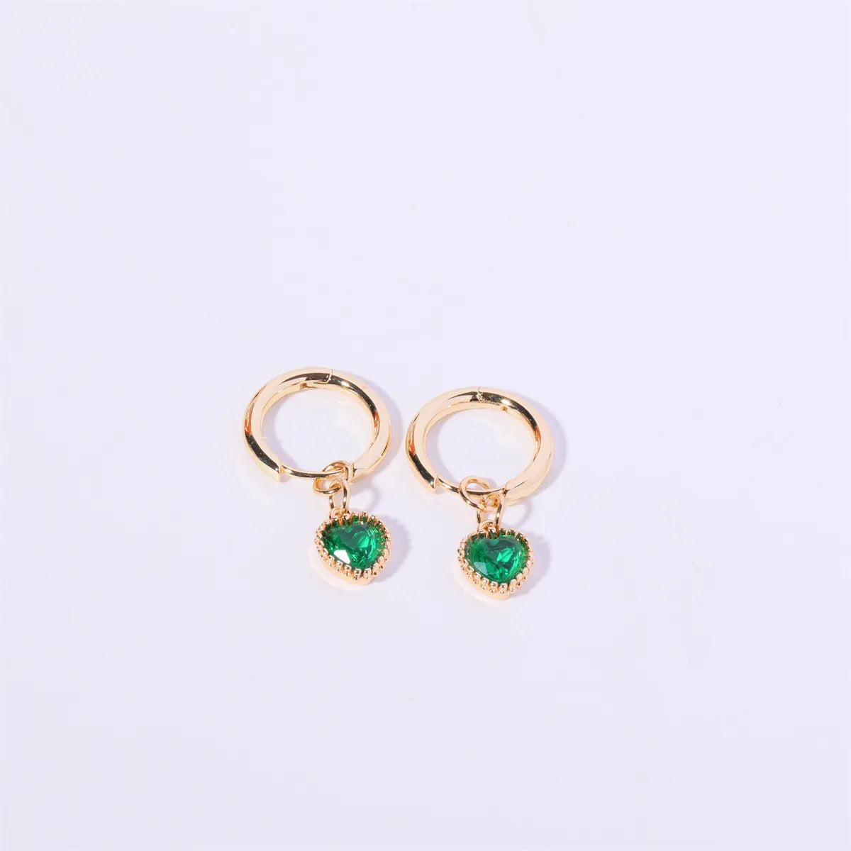 1 Pair Simple Style Heart Shape Plating Inlay Copper Zircon Ear Studs