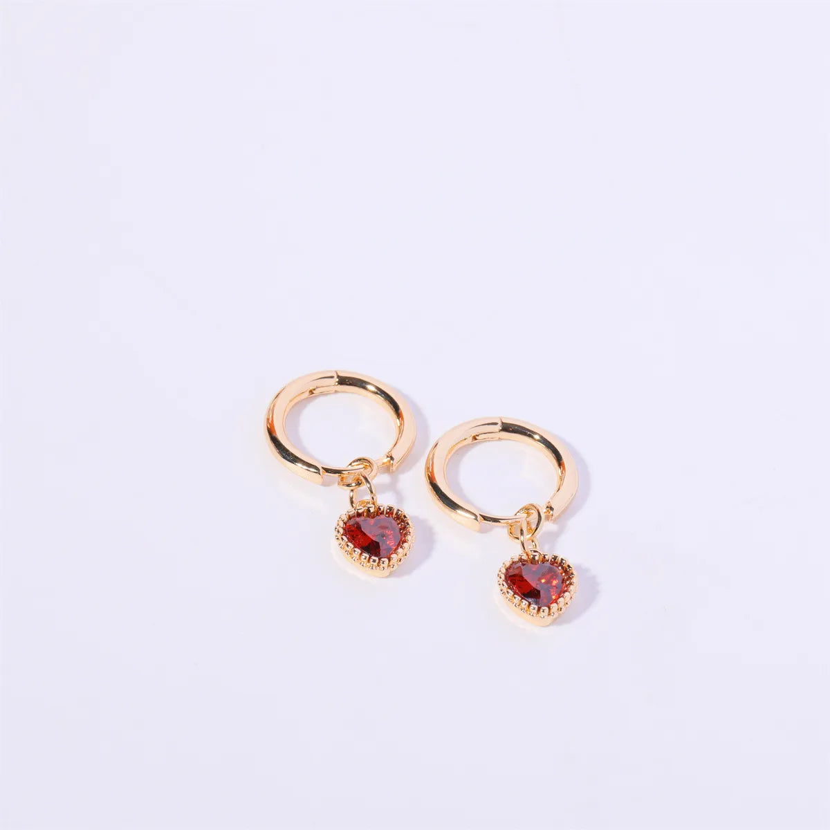 1 Pair Simple Style Heart Shape Plating Inlay Copper Zircon Ear Studs