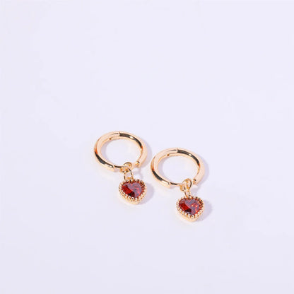 1 Pair Simple Style Heart Shape Plating Inlay Copper Zircon Ear Studs