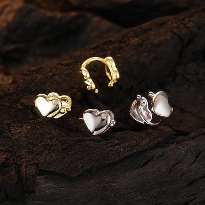 1 Pair Simple Style Heart Shape Plating Inlay Copper Zircon White Gold Plated Ear Cuffs