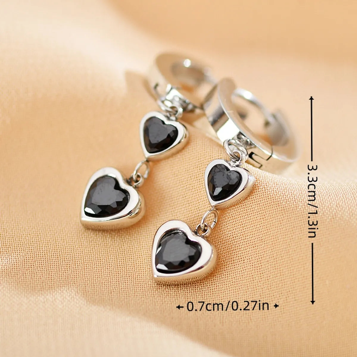 1 Pair Simple Style Heart Shape Plating Inlay Stainless Steel Zircon Drop Earrings