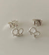 1 Pair Simple Style Heart Shape Plating Inlay Sterling Silver Artificial Gemstones Ear Studs