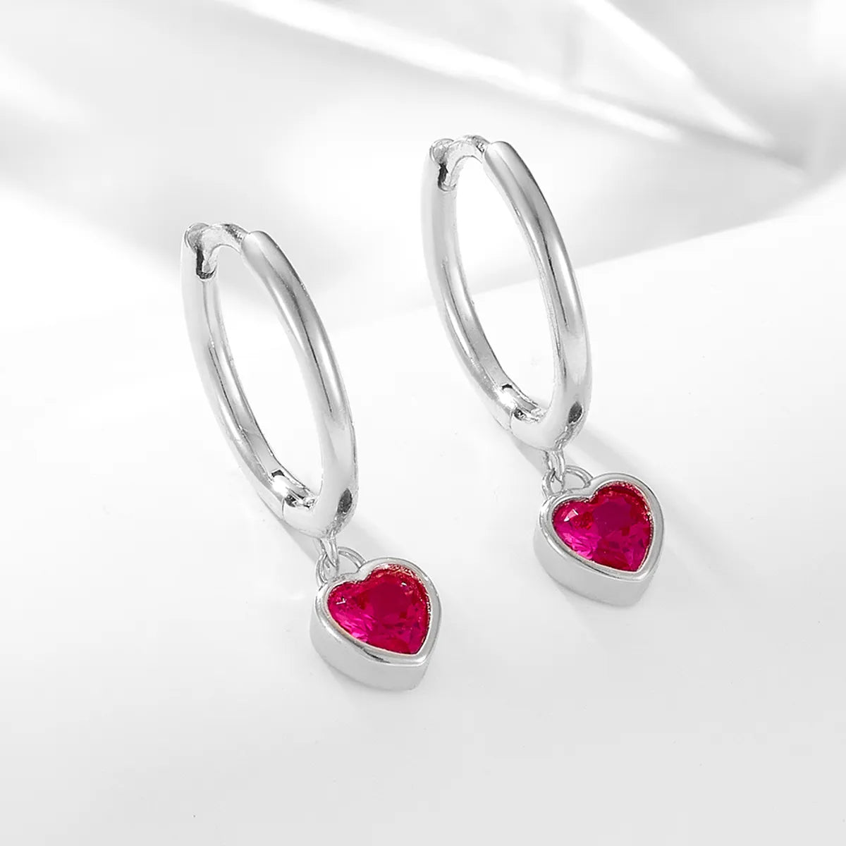 1 Pair Simple Style Heart Shape Plating Inlay Sterling Silver Zircon 14k Gold Plated Rhodium Plated Drop Earrings