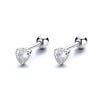 1 Pair Simple Style Heart Shape Plating Inlay Sterling Silver Zircon Ear Studs