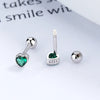 1 Pair Simple Style Heart Shape Plating Inlay Sterling Silver Zircon Ear Studs