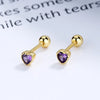 1 Pair Simple Style Heart Shape Plating Inlay Sterling Silver Zircon Ear Studs