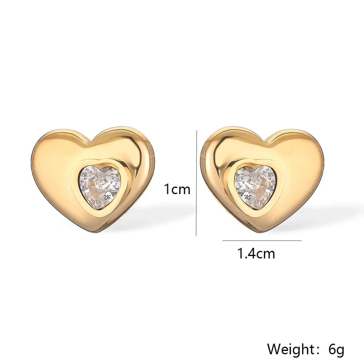 1 Pair Simple Style Heart Shape Plating Inlay Titanium Steel Zircon 18k Gold Plated Drop Earrings Ear Studs