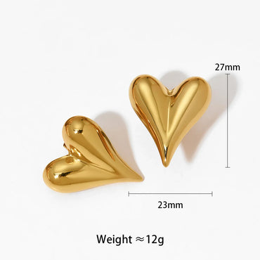 1 Pair Simple Style Heart Shape Plating Stainless Steel 14k Gold Plated White Gold Plated Gold Plated Ear Studs