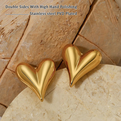 1 Pair Simple Style Heart Shape Plating Stainless Steel 14k Gold Plated White Gold Plated Gold Plated Ear Studs