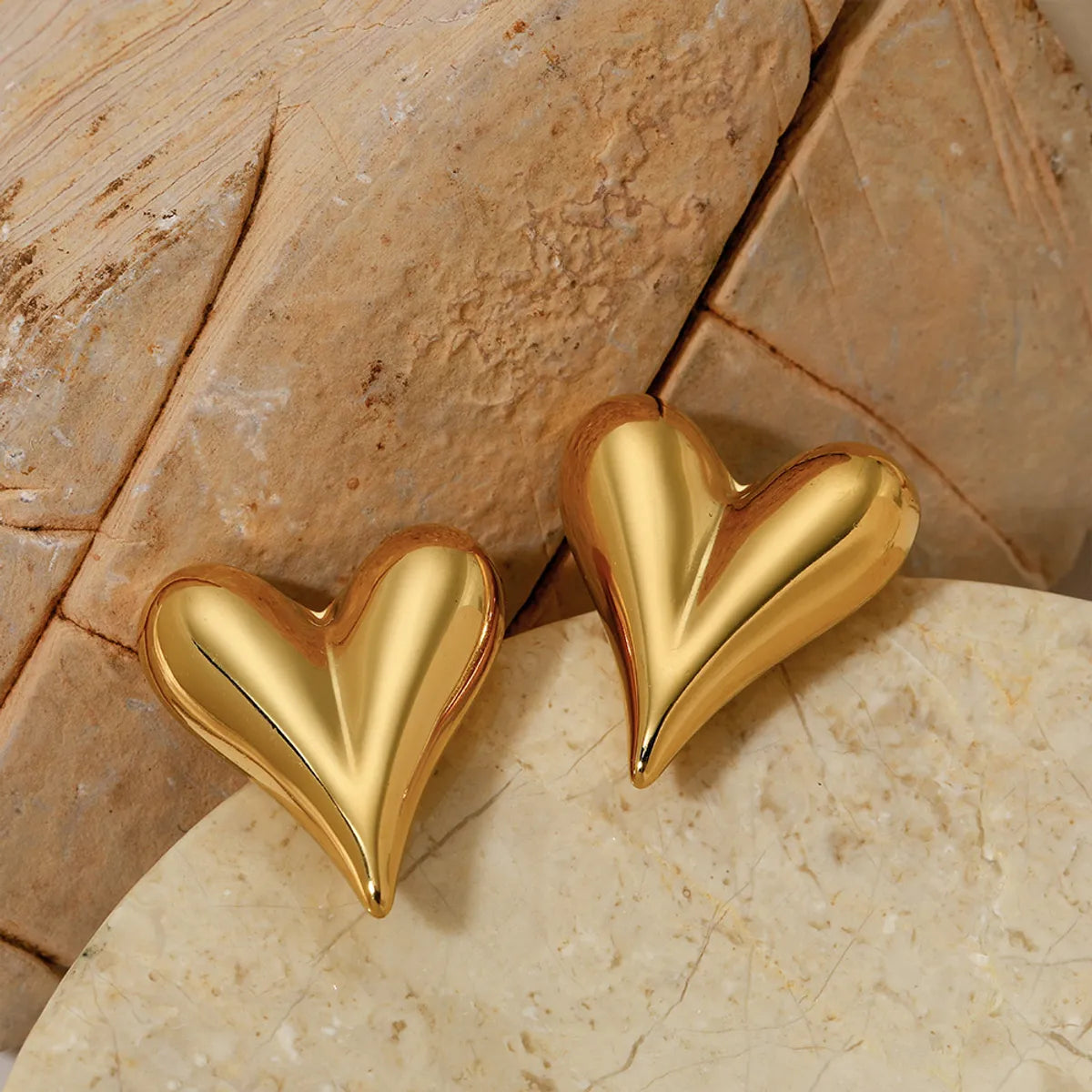 1 Pair Simple Style Heart Shape Plating Stainless Steel 14k Gold Plated White Gold Plated Gold Plated Ear Studs