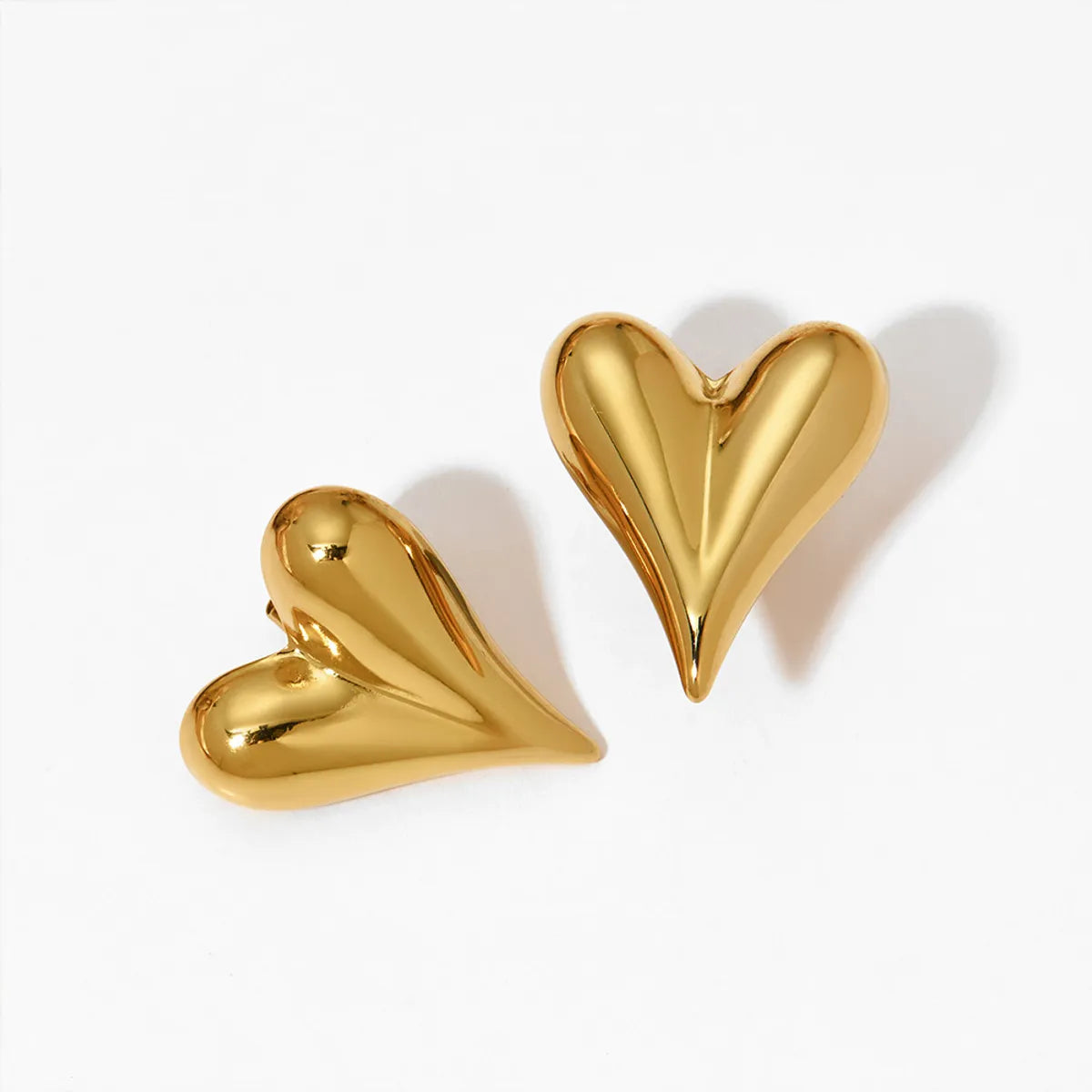 1 Pair Simple Style Heart Shape Plating Stainless Steel 14k Gold Plated White Gold Plated Gold Plated Ear Studs