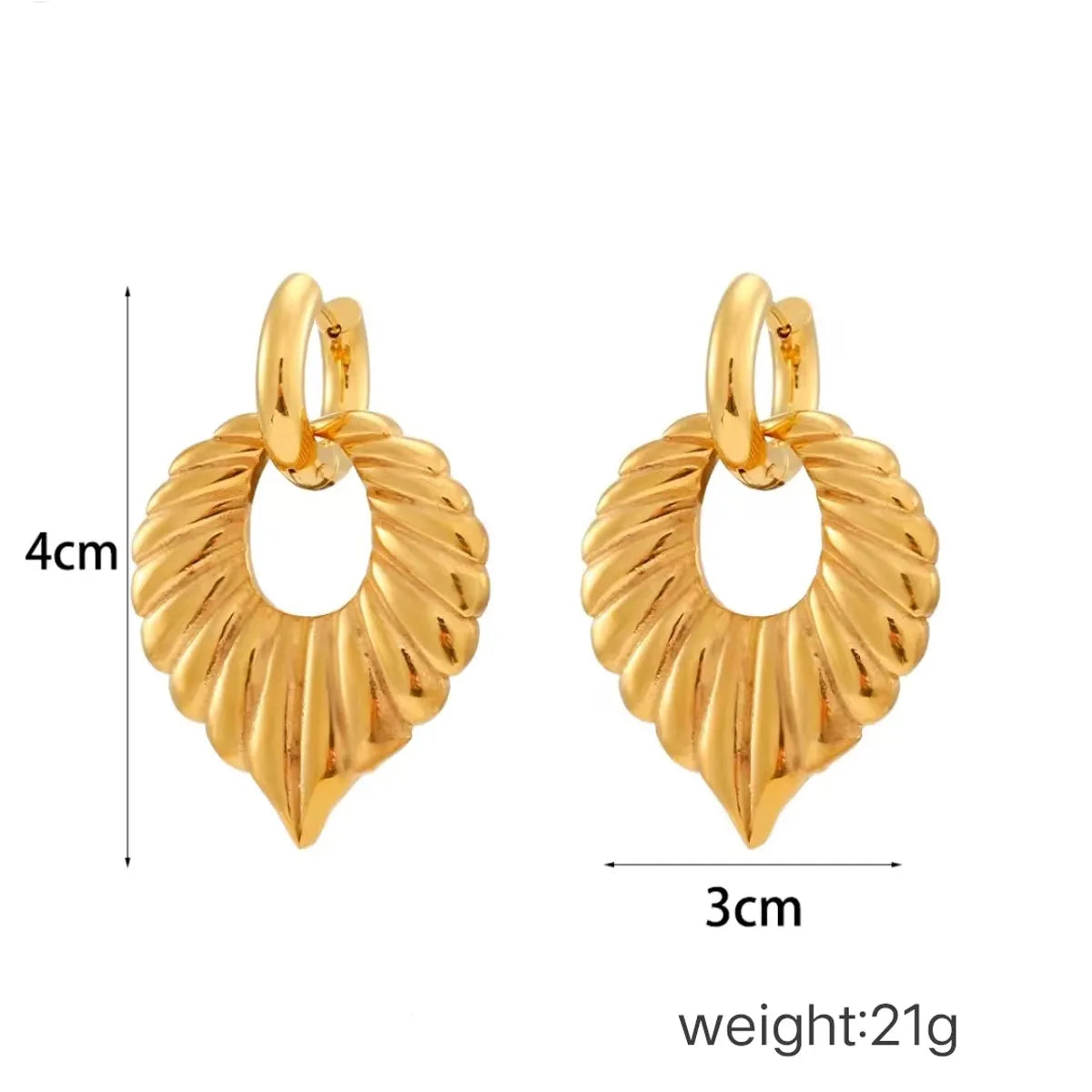 1 Pair Simple Style Heart Shape Plating Stainless Steel 18K Gold Plated Drop Earrings