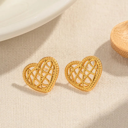 1 Pair Simple Style Heart Shape Plating 304 Stainless Steel Ear Studs