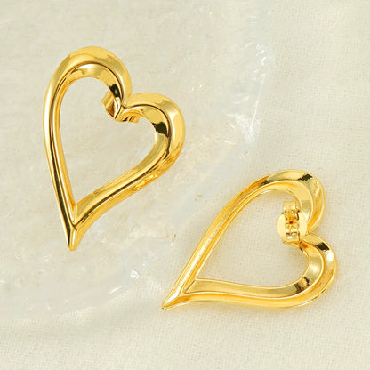 1 Pair Simple Style Heart Shape Plating Stainless Steel 18k Gold Plated Ear Studs