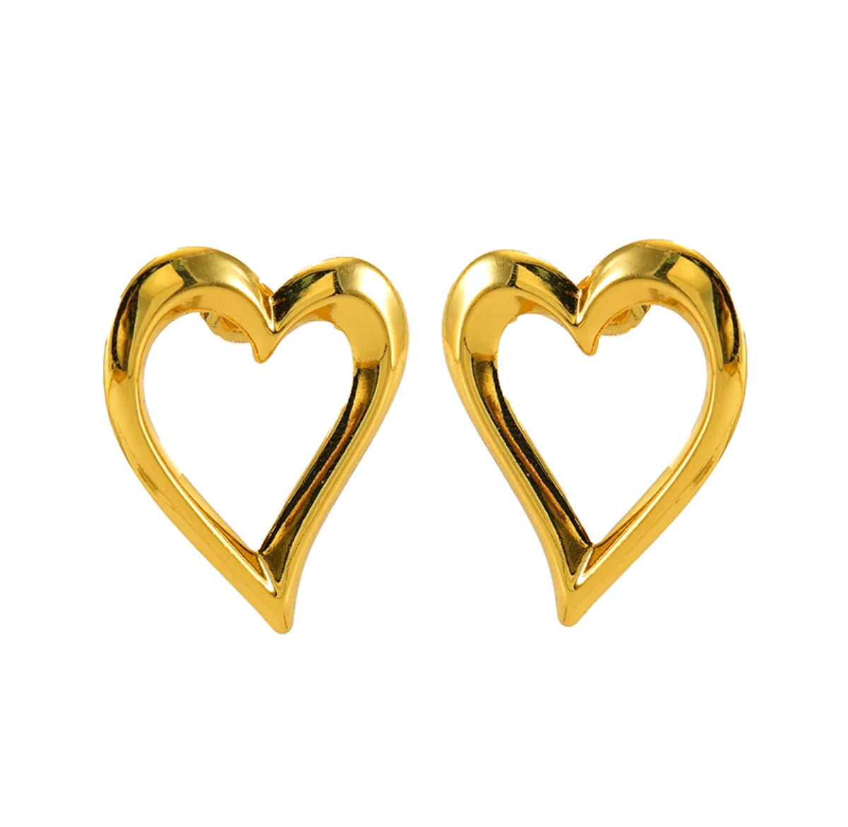 1 Pair Simple Style Heart Shape Plating Stainless Steel 18k Gold Plated Ear Studs