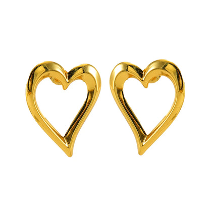 1 Pair Simple Style Heart Shape Plating Stainless Steel 18k Gold Plated Ear Studs