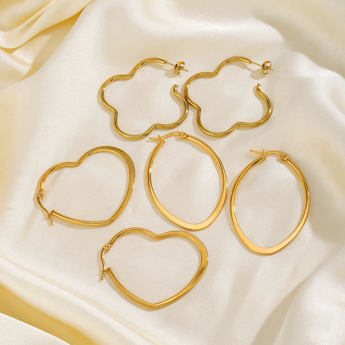 1 Pair Simple Style Heart Shape Plating 304 Stainless Steel 18K Gold Plated Earrings