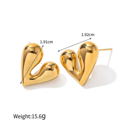 1 Pair Simple Style Heart Shape Plating Stainless Steel Drop Earrings Ear Studs