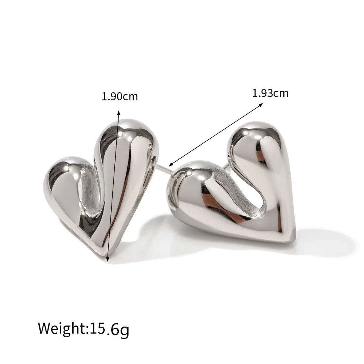 1 Pair Simple Style Heart Shape Plating Stainless Steel Drop Earrings Ear Studs