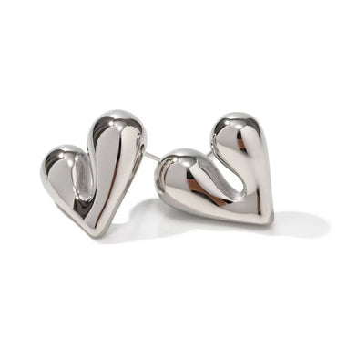 1 Pair Simple Style Heart Shape Plating Stainless Steel Drop Earrings Ear Studs