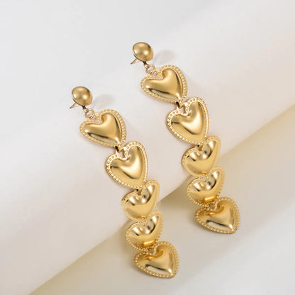 1 Pair Simple Style Heart Shape Plating Stainless Steel Drop Earrings