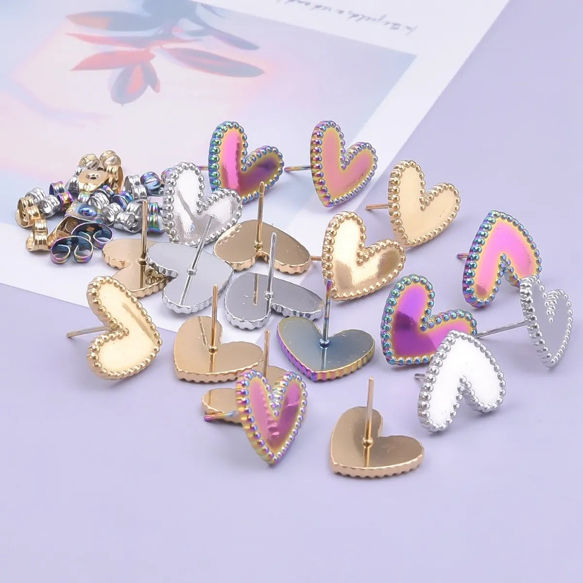 1 Pair Simple Style Heart Shape Plating Stainless Steel Ear Studs