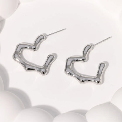 1 Pair Simple Style Heart Shape Plating Stainless Steel Ear Studs