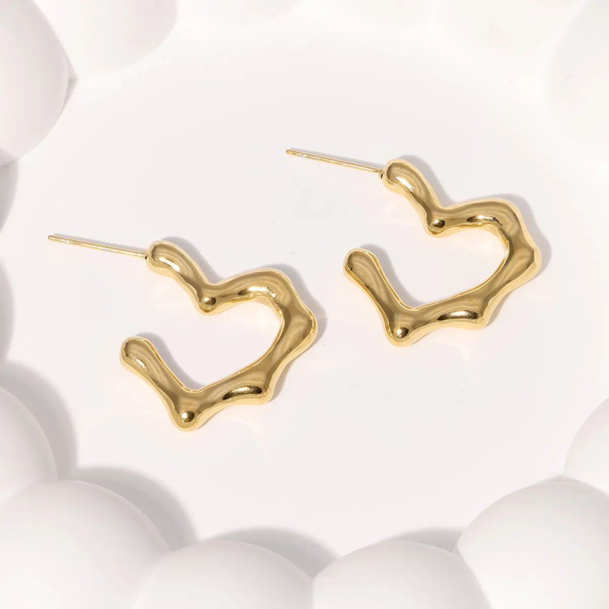 1 Pair Simple Style Heart Shape Plating Stainless Steel Ear Studs