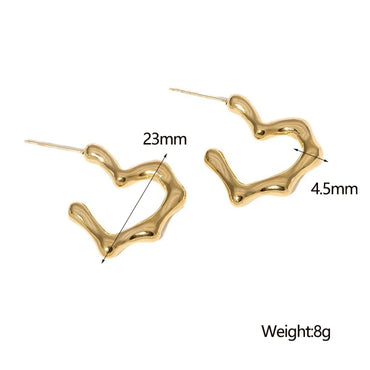 1 Pair Simple Style Heart Shape Plating Stainless Steel Ear Studs