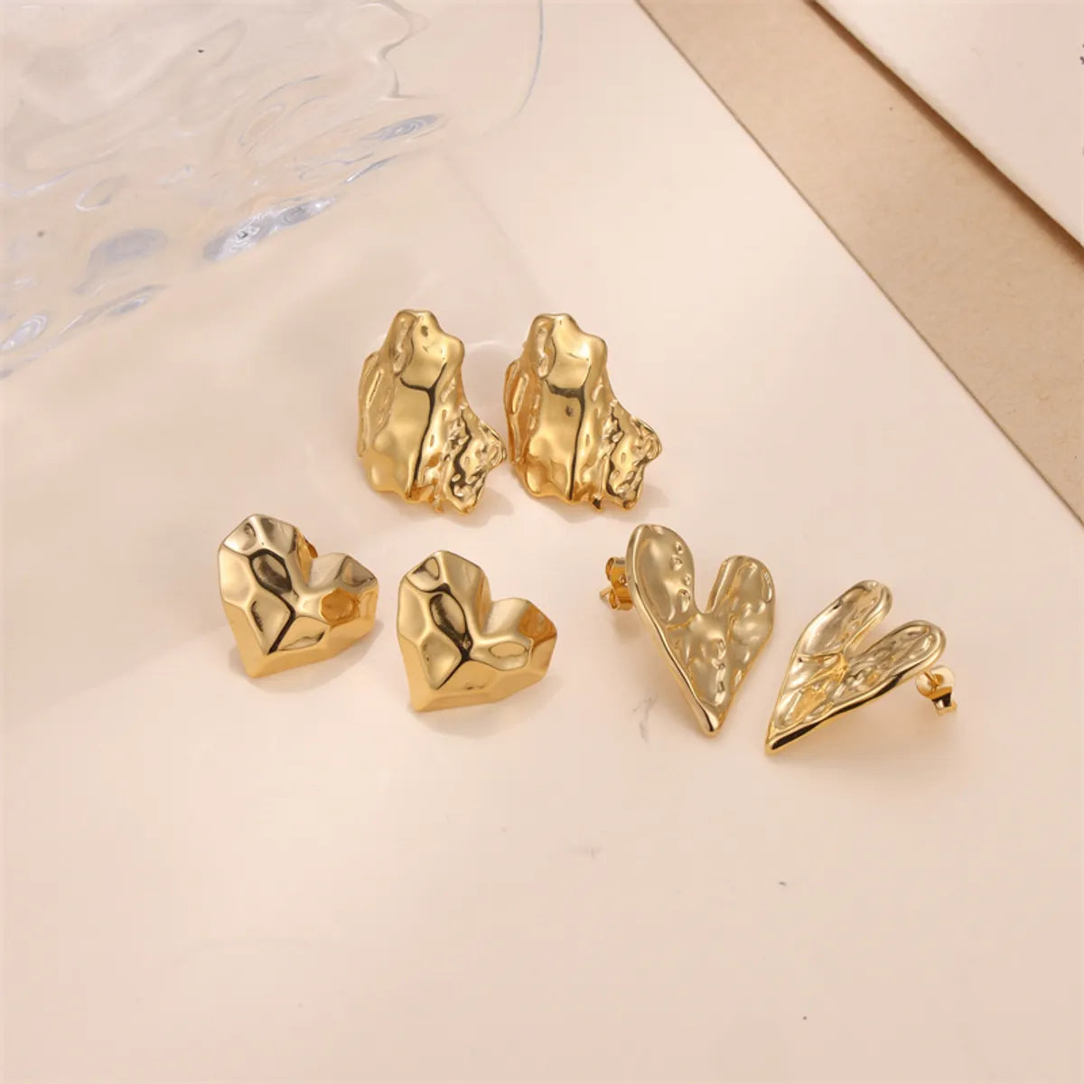 1 Pair Simple Style Heart Shape Plating Stainless Steel Gold Plated Ear Studs