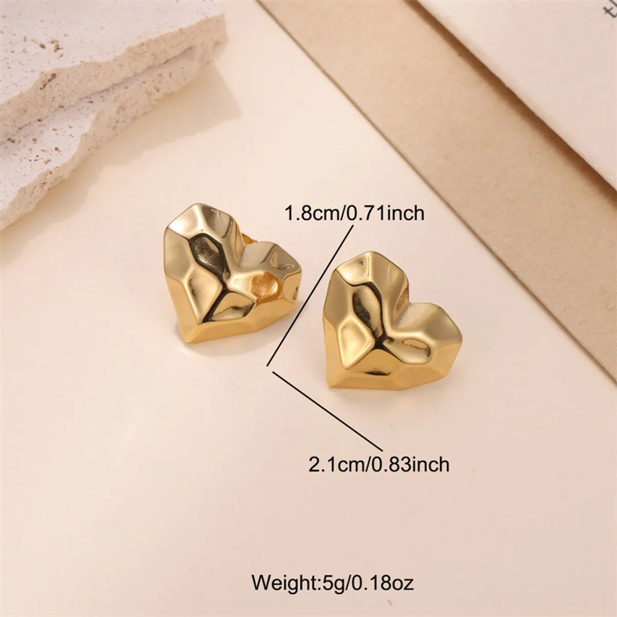 1 Pair Simple Style Heart Shape Plating Stainless Steel Gold Plated Ear Studs