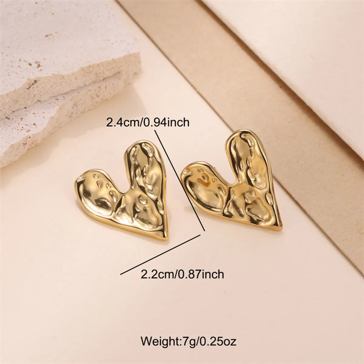 1 Pair Simple Style Heart Shape Plating Stainless Steel Gold Plated Ear Studs