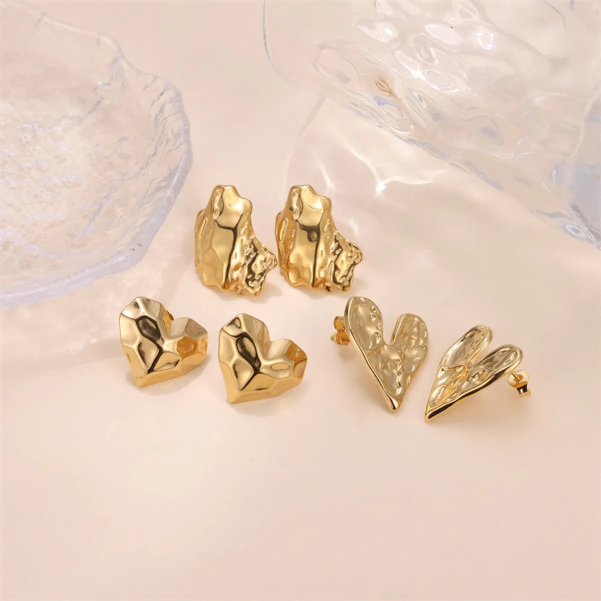 1 Pair Simple Style Heart Shape Plating Stainless Steel Gold Plated Ear Studs