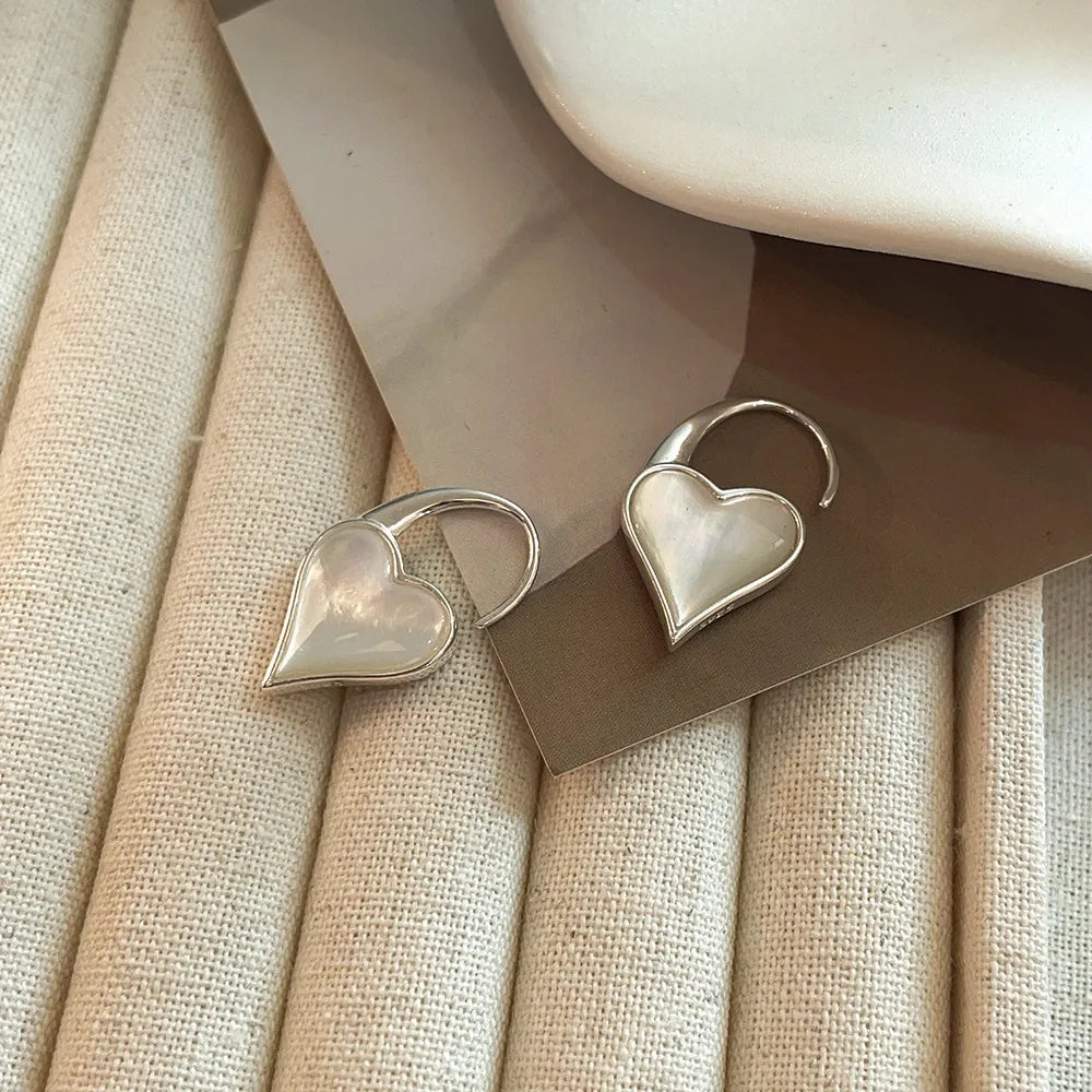 1 Pair Simple Style Heart Shape Plating Sterling Silver Drop Earrings