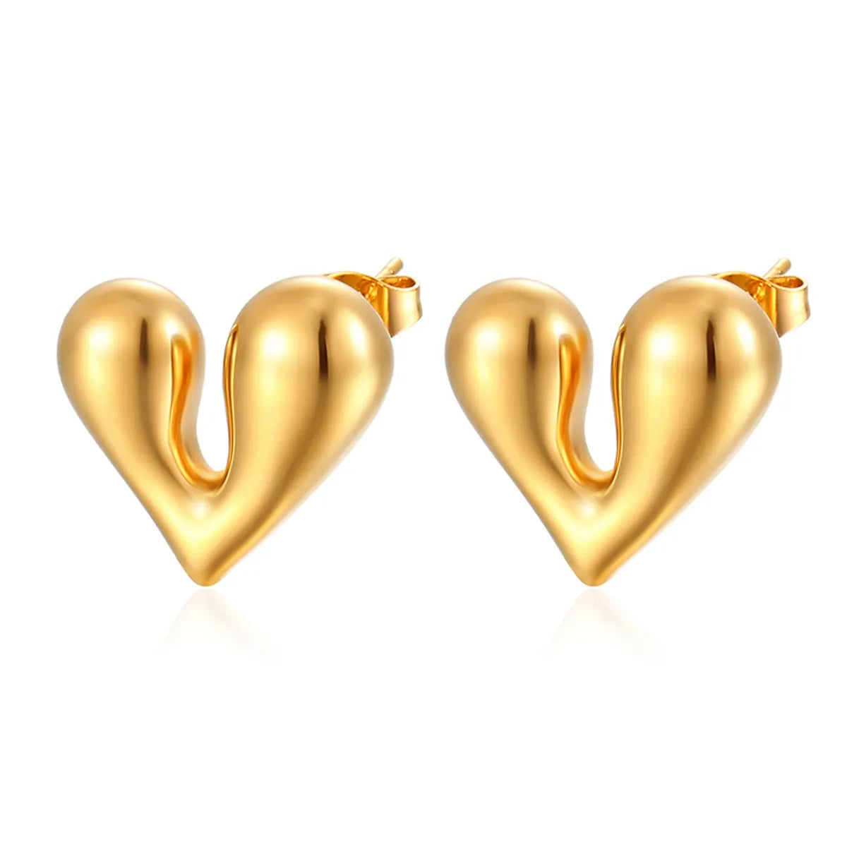 1 Pair Simple Style Heart Shape Plating Titanium Steel 18k Gold Plated Ear Studs