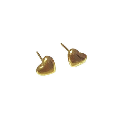 1 Pair Simple Style Heart Shape Plating Titanium Steel Ear Studs