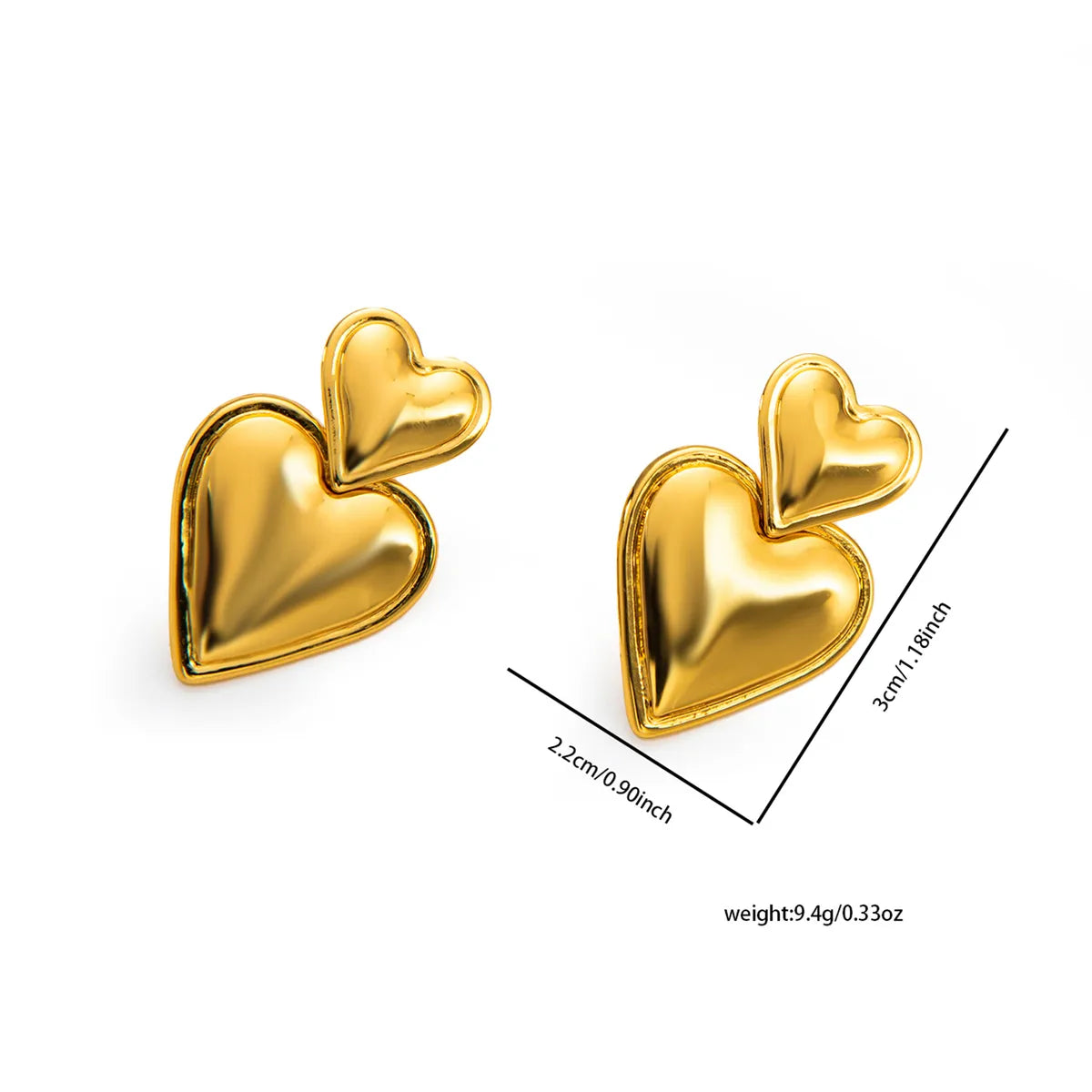 1 Pair Simple Style Heart Shape Plating Titanium Steel Ear Studs