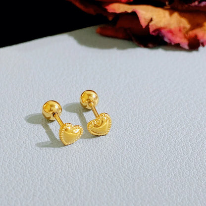 1 Pair Simple Style Heart Shape Plating Titanium Steel Gold Plated Ear Studs