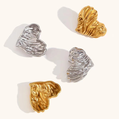 1 Pair Simple Style Heart Shape Plating Titanium Steel Gold Plated Ear Studs