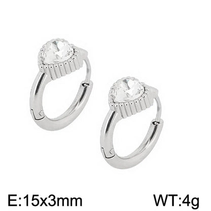 1 Pair Simple Style Heart Shape Plating Titanium Steel Hoop Earrings