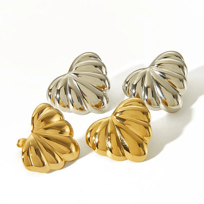 1 Pair Simple Style Heart Shape Polishing 304 Stainless Steel 18K Gold Plated Ear Studs