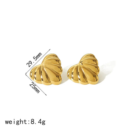 1 Pair Simple Style Heart Shape Polishing 304 Stainless Steel 18K Gold Plated Ear Studs