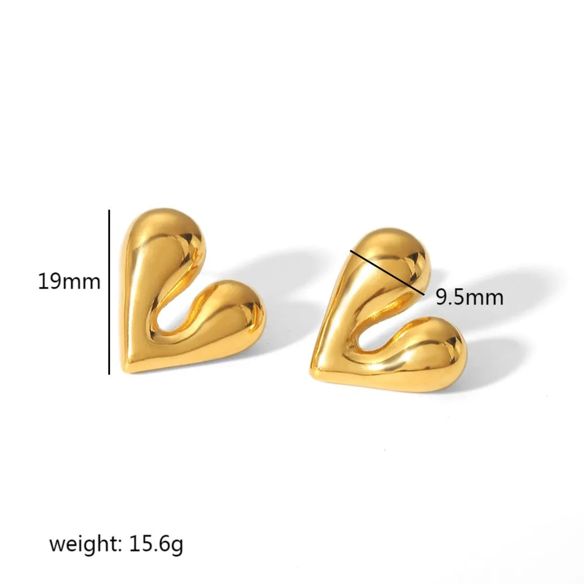 1 Pair Simple Style Heart Shape Polishing Plating Stainless Steel 18k Gold Plated Ear Studs