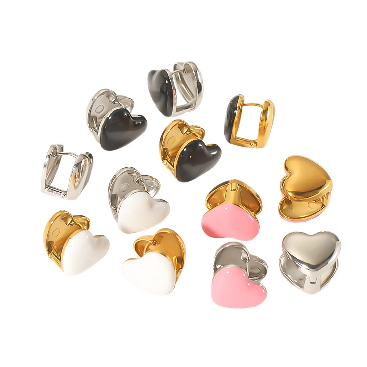 1 Pair Simple Style Heart Shape Polishing Plating Stainless Steel 18k Gold Plated Ear Studs