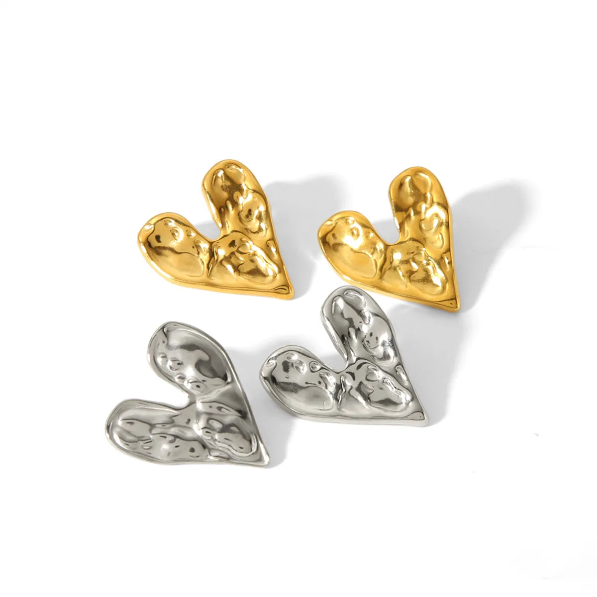 1 Pair Simple Style Heart Shape Polishing Plating 304 Stainless Steel 18K Gold Plated Ear Studs